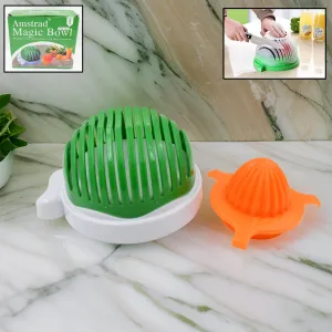 2 In 1 Salad Cutter Bowl with Lemon Squeezer Citrus Juicer (1 Pc)