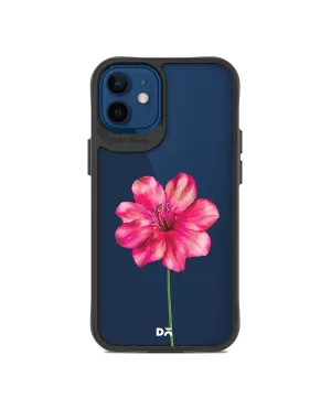 DailyObjects Clear Painted Hibiscus Black Hybrid Clear Case Cover For iPhone 12 Mini