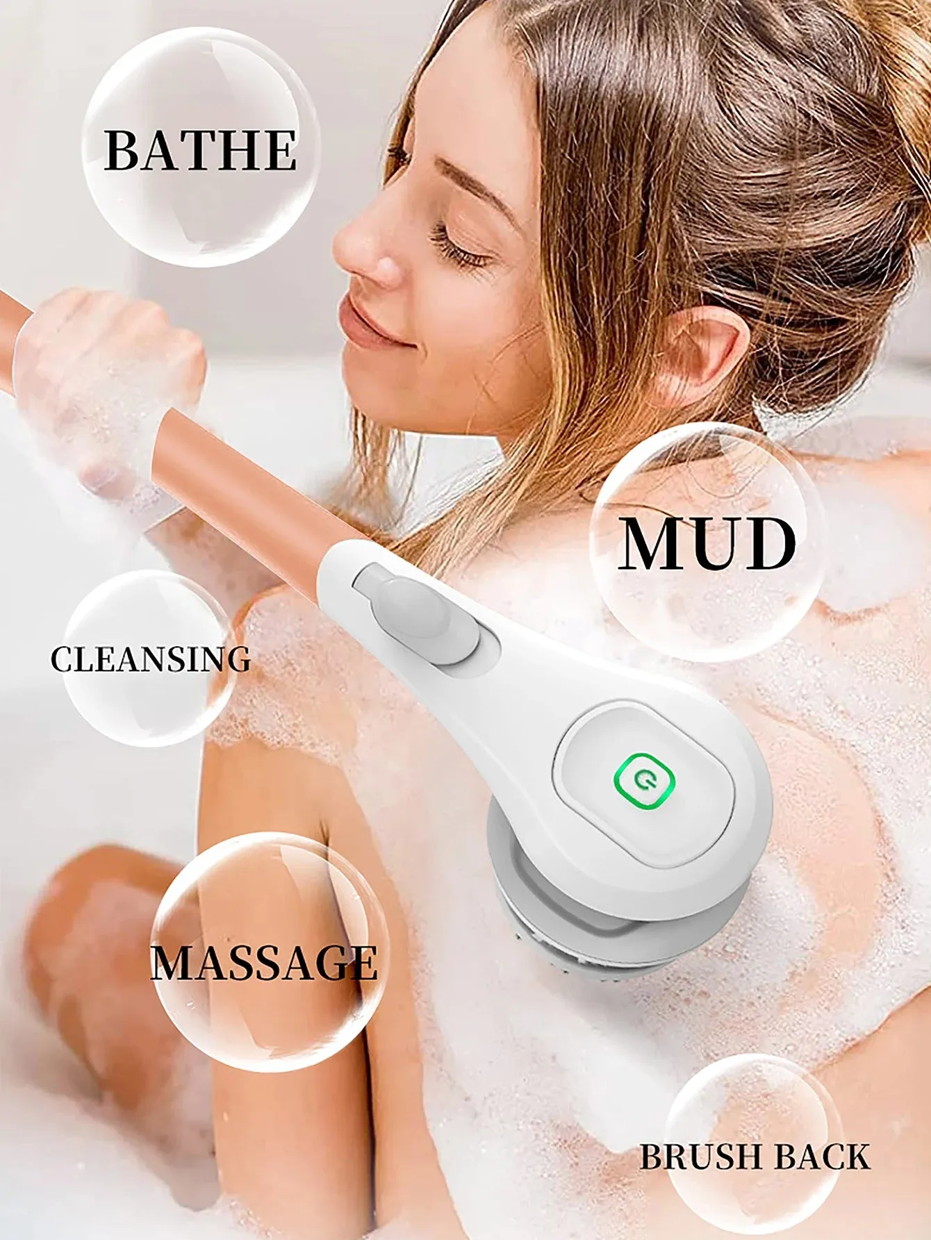 Elevate Your Bath Routine with the Electric  Rechargeable Body Bath Brush- 360 Rotating and Long Handled