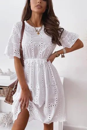 Hollow O Neck Flares Sleeve Dress