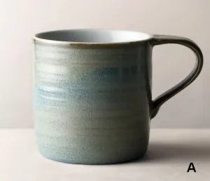 Large Modern Handmade Pottery Coffee Cup, Large Capacity Coffee Mugs, Creative Handmade Coffee Mugs, Blue Green Black Ceramic Coffee Mugs