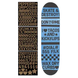 Pepper Alphanumeric Custom 9.5in Skateboard Grip Tape Kit